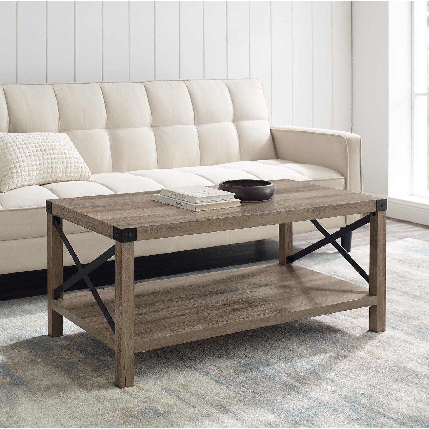 Middlebrook Kujawa Metal Coffee Table with X-shaped Metal Accents - Mycitystee