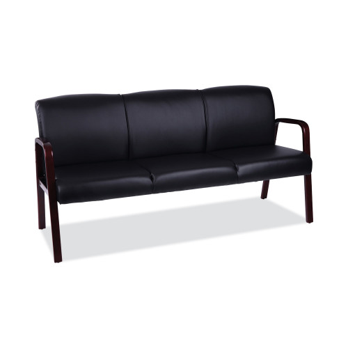 Alera Reception Lounge WL 3-Seat Sofa， 65.75w x 26d.13 x 33h， Black/Mahogany (RL2319M) - Mycitystee