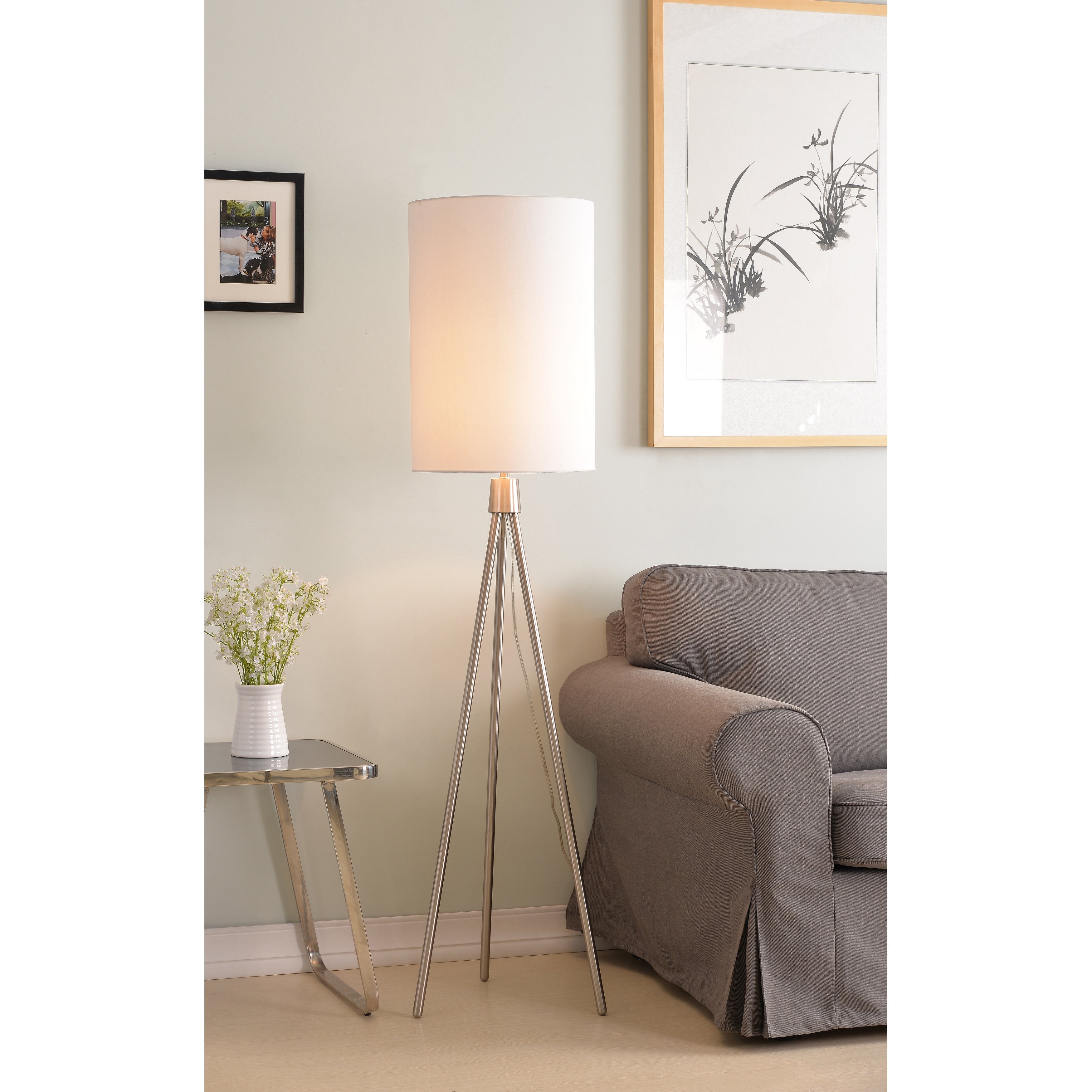 Hugo Brushed Steel Floor Lamp - Mycitystee