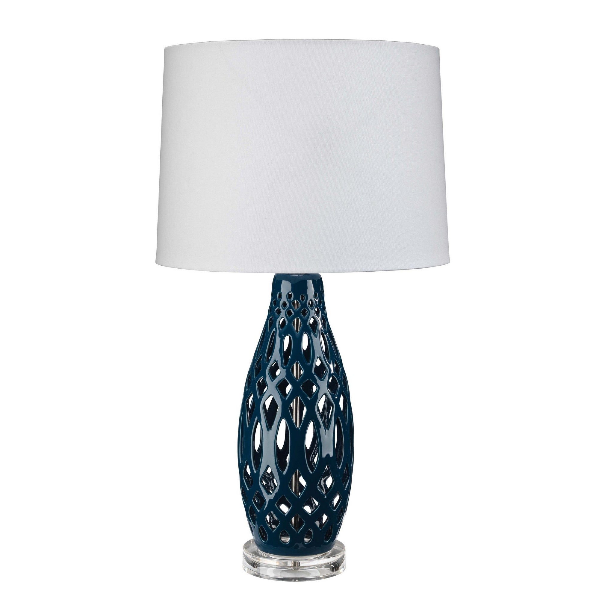 Table Lamp with Cut Out Filigree Pattern， Blue - Mycitystee
