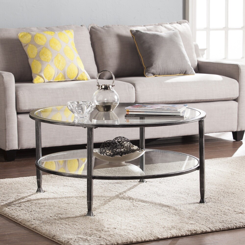 SEI Furniture Glenn Metal/ Glass Round Coffee Table - Mycitystee