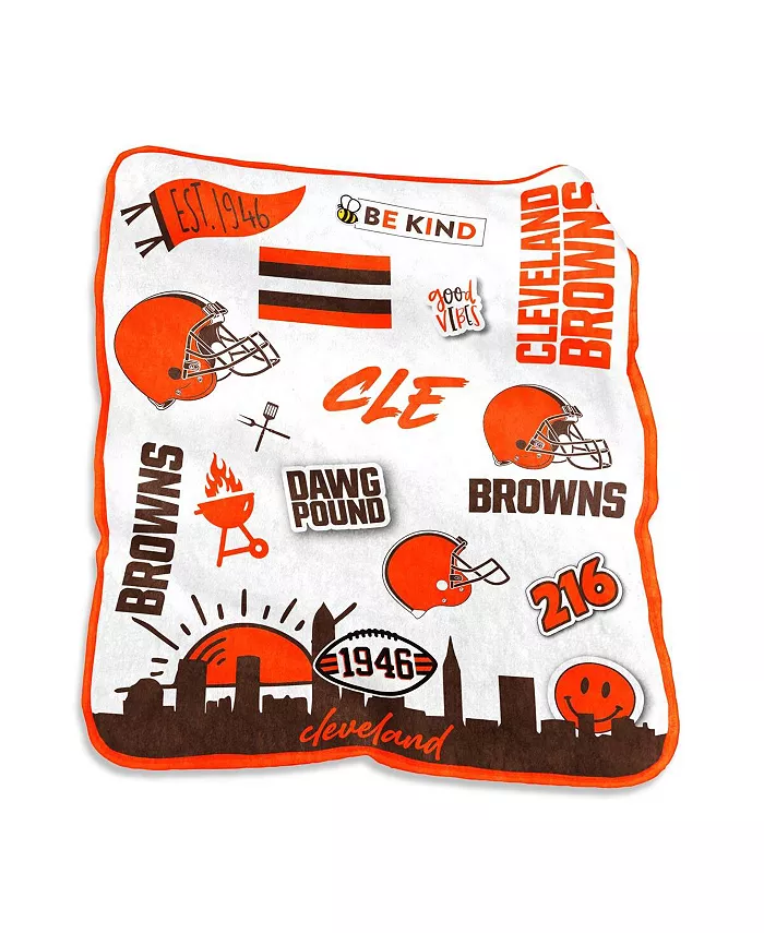 Logo Brands Cleveland Browns 50'' x 60'' Native Raschel Plush Throw Blanket - Mycitystee