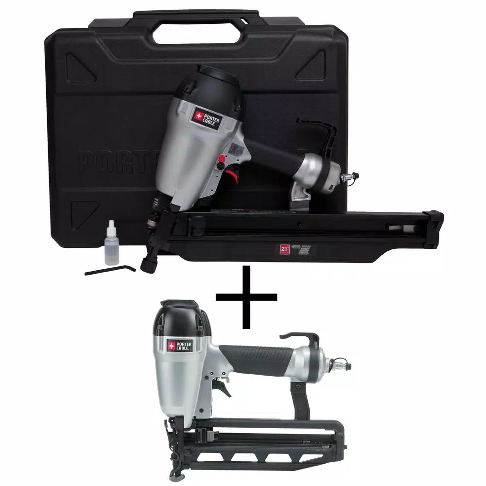 Porter-Cable Pneumatic 21-Degree Corded 3-1/2 in. Full Round Framing Nailer with Bonus Pneumatic 16-Gauge 2-1/2 in. Finish Nailer Kit and#8211; XDC De - Mycitystee