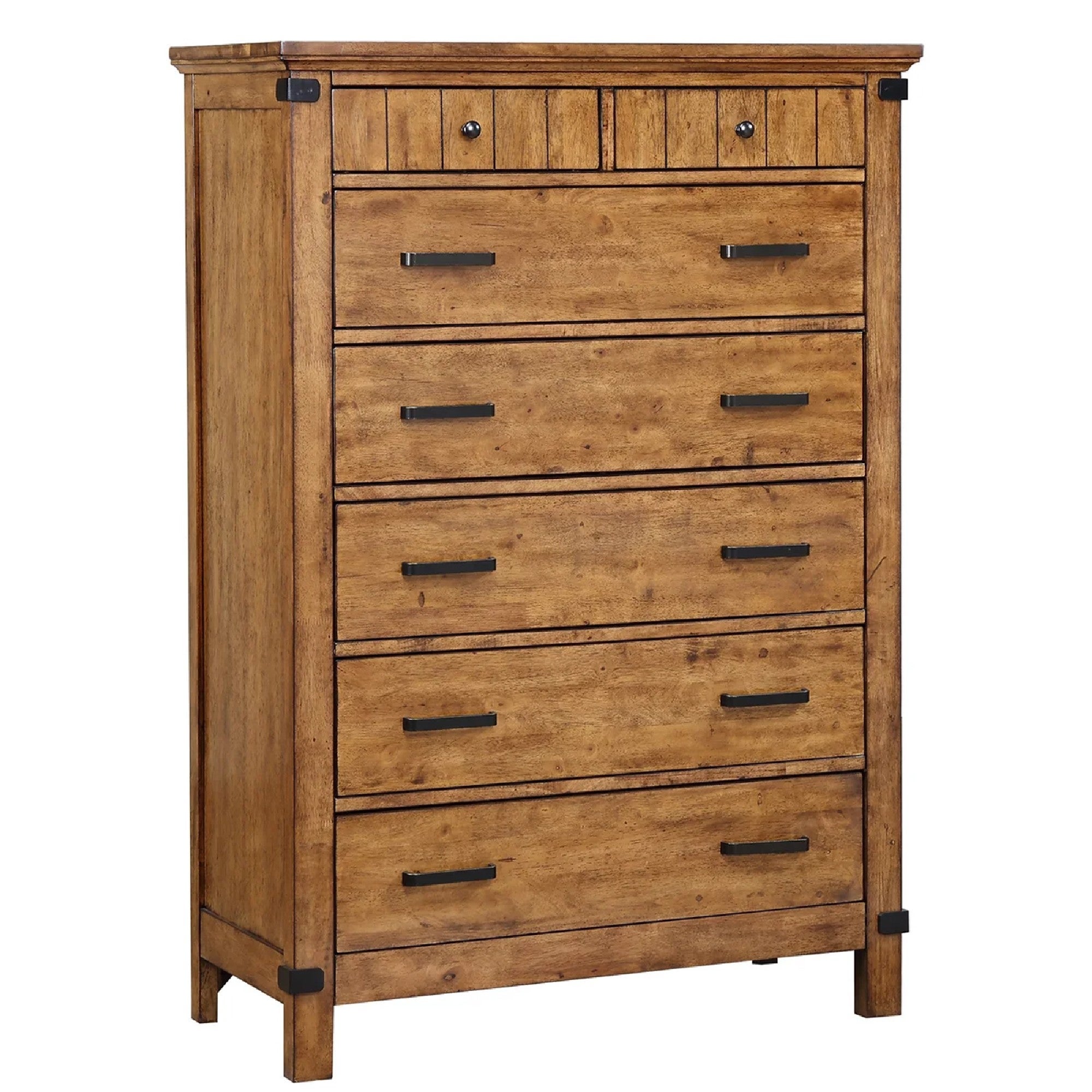 Wooden Chest with 7 Drawers， Warm Honey Brown - - 23563436 - Mycitystee