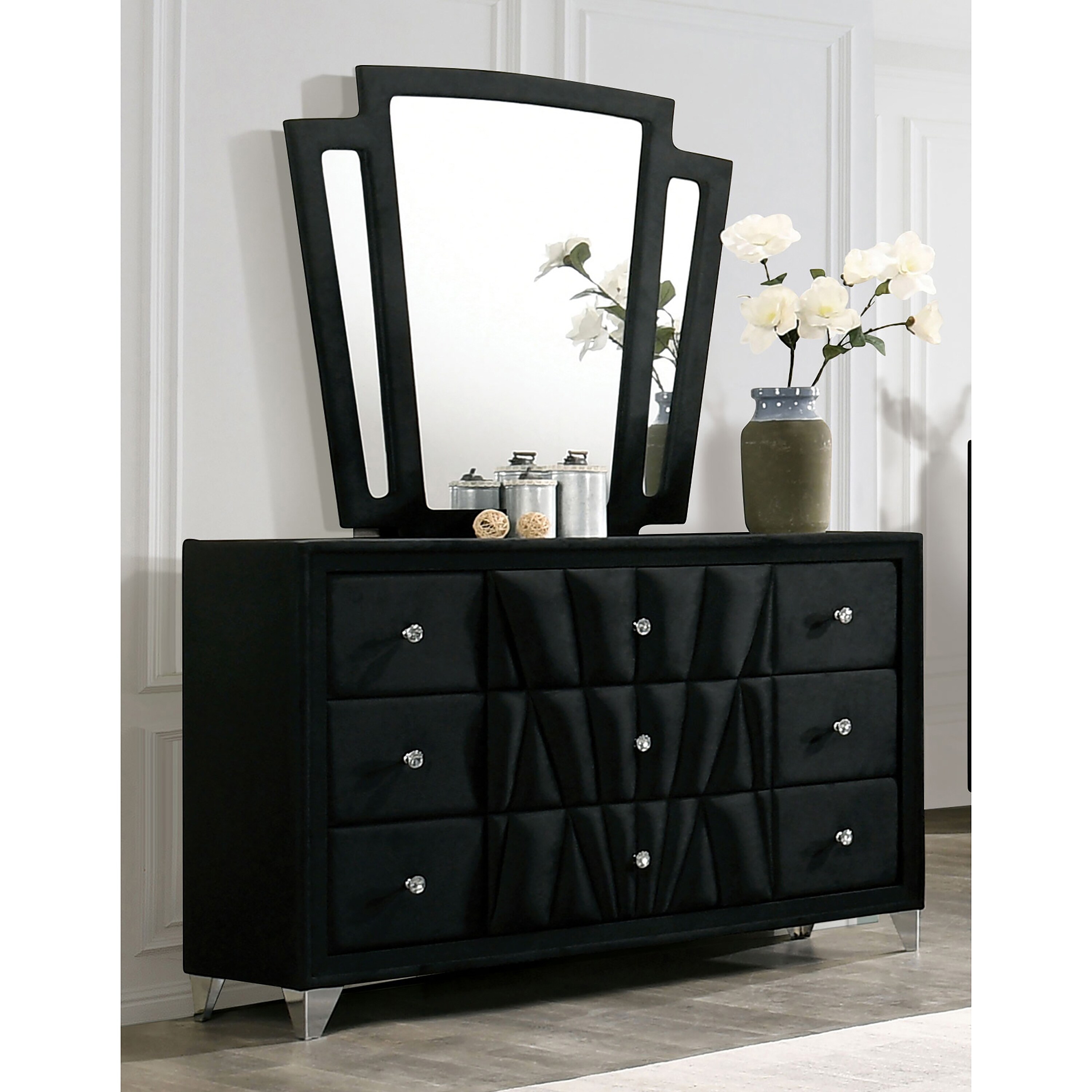 Furniture of America Ambrosia Black 9-Drawer Dresser with Mirror - - 35633853 - Mycitystee