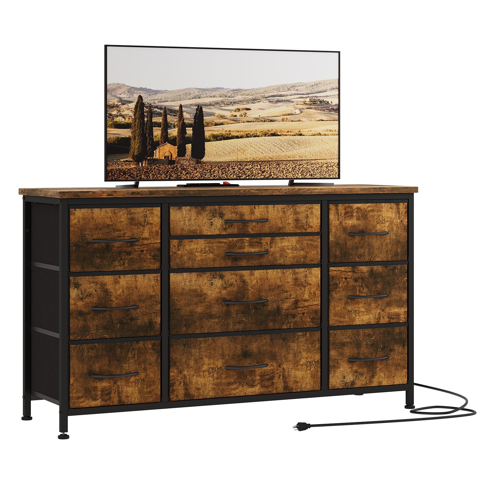 10 Drawers TV Stand with Power Outlet - - 38000799 - Mycitystee