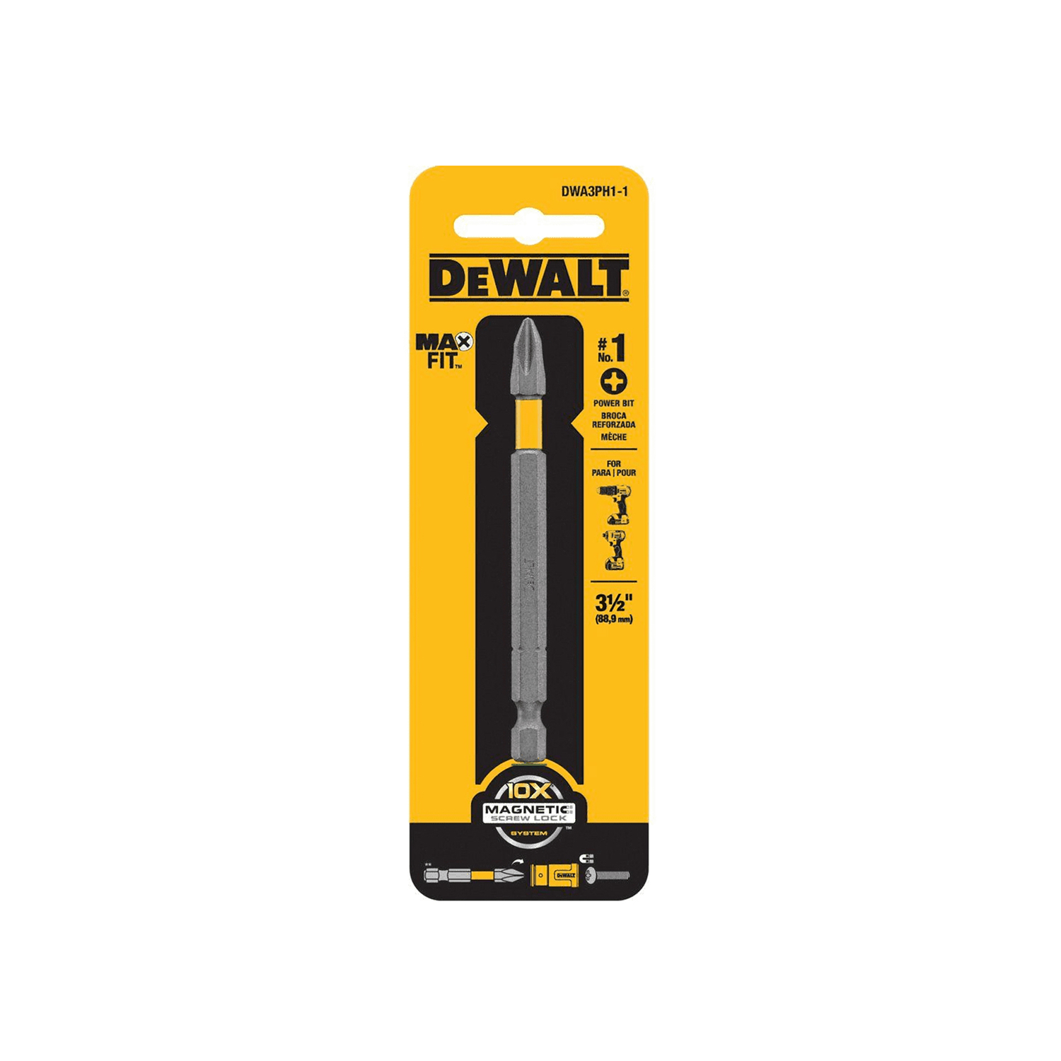 DeWalt Max Fit Phillips #1 X 3-1/2 in. L Power Bit S2 Tool Steel 1 pc - Mycitystee