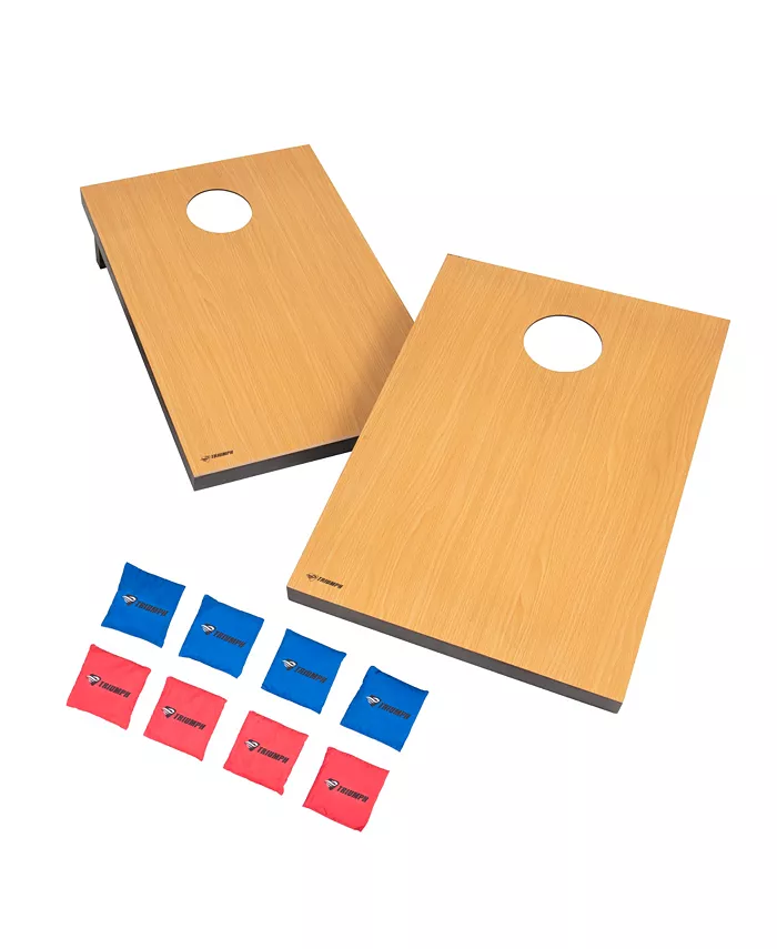 VIVA SOL Triumph Tournament Bean Bag Toss Game with 2 Wooden Portable Game Platforms on Foldable Legs and 8 Toss Bags - Mycitystee