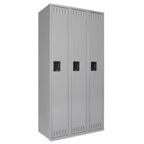 Tennsco Single-Tier Locker， Three Lockers with Hat Shelves and Coat Rods， 36w x 18d x 72h， Medium Gray (STS121872CMG) - Mycitystee