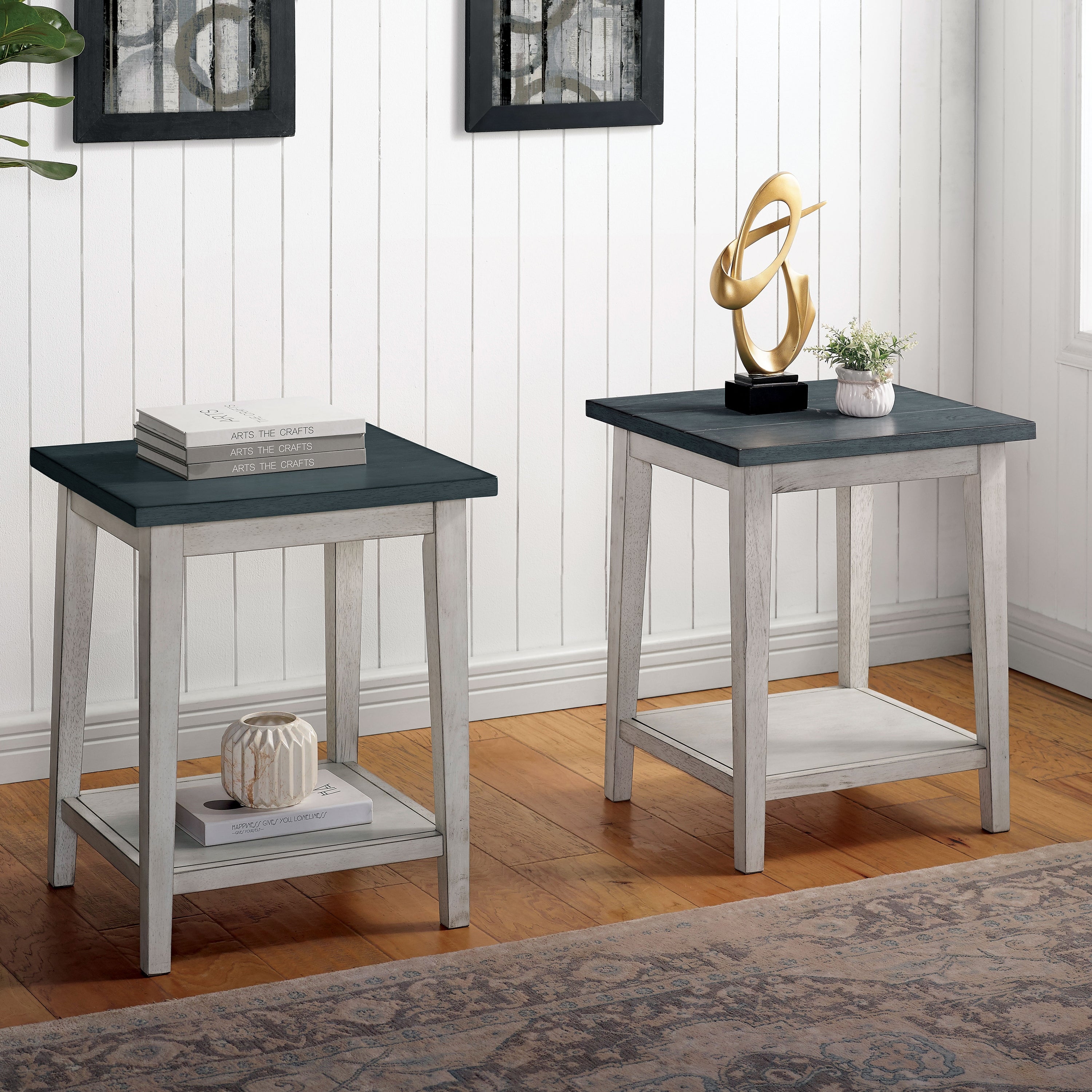 Furniture of America Lanningham Rustic 20-inch 1-shelf Side Table (Set of 2) - Mycitystee