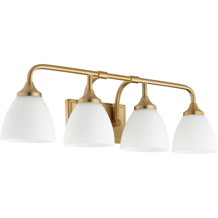 Enclave Aged Brass and Satin Opal 4-light Vanity Lighting - Mycitystee