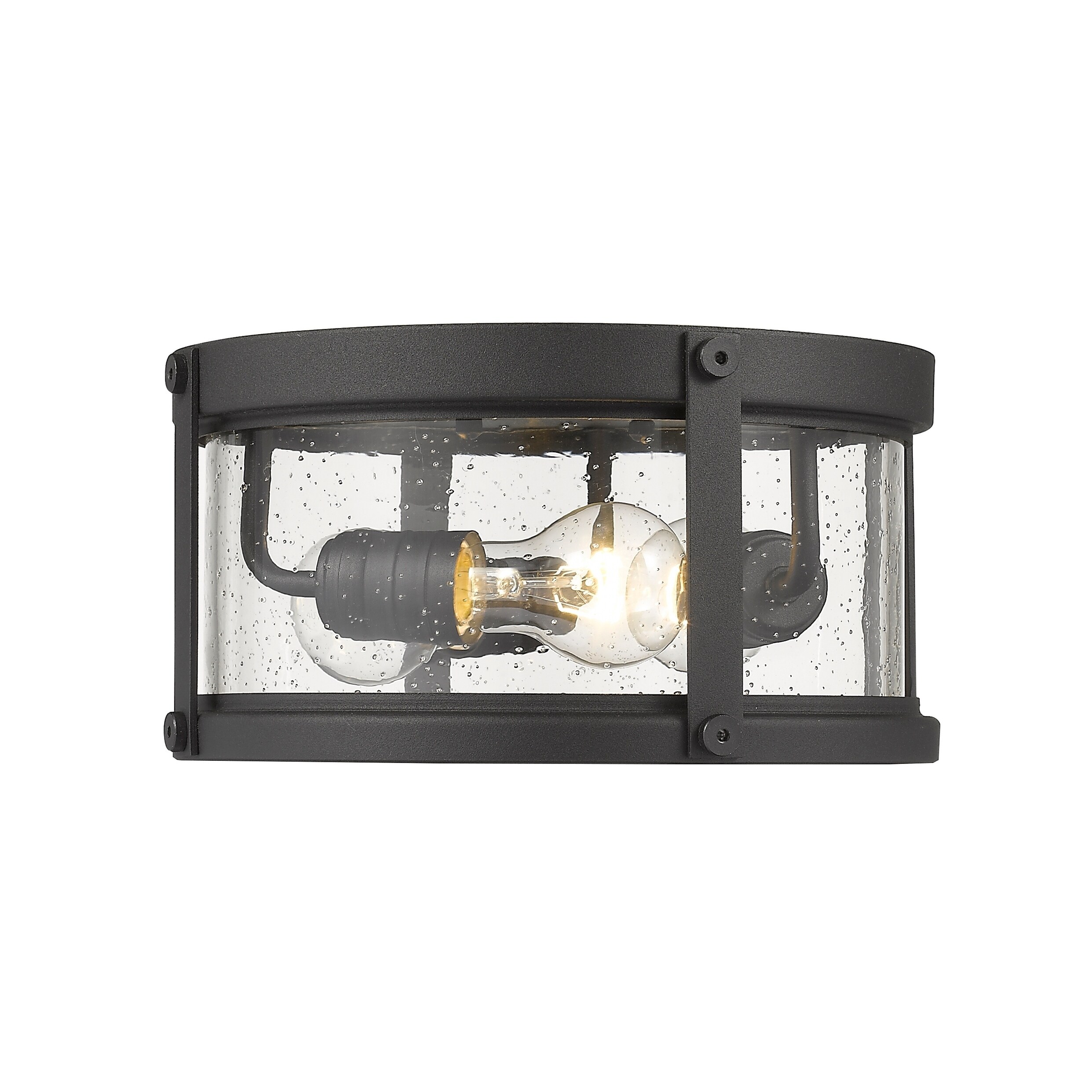 Roundhouse 3 Light Outdoor Flush Ceiling Mount Fixture in Black - Mycitystee