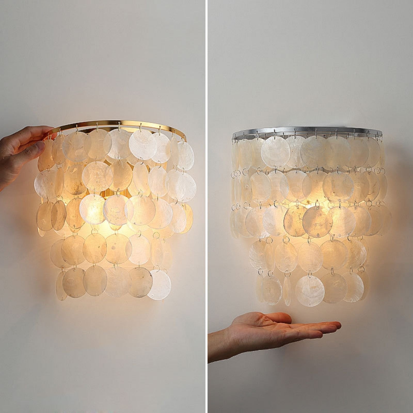Capiz Shell Flush Mount Ceiling Light Coastal Seashell Sconce - 9.45