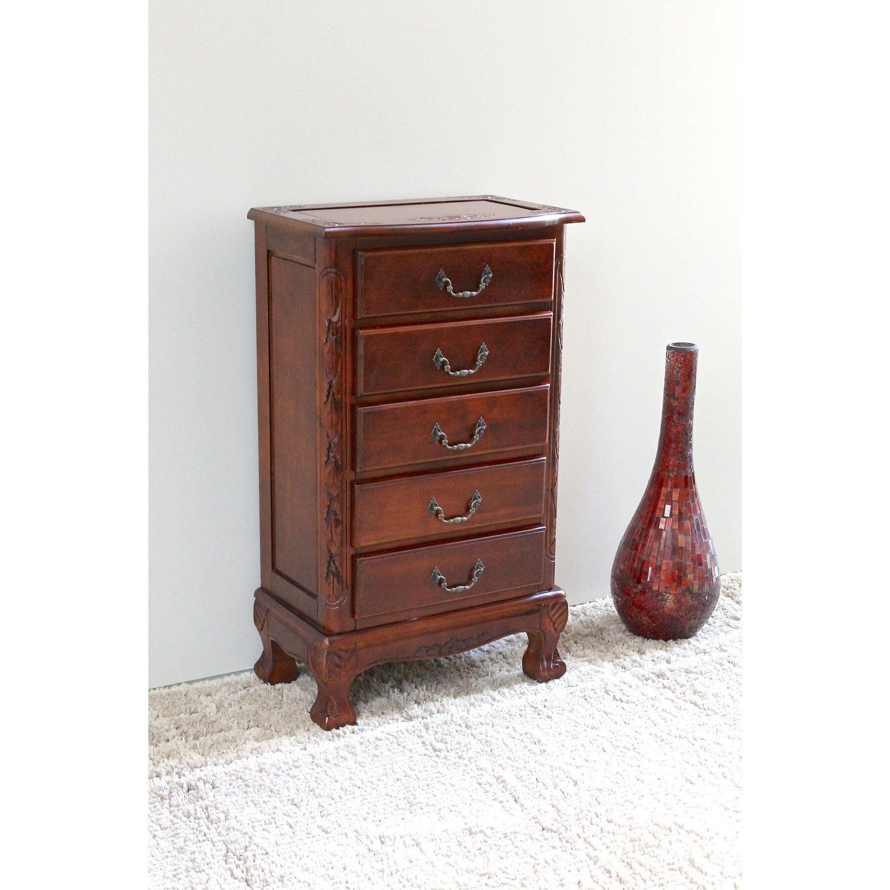 International Caravan Carved Wood 5-drawer Lingerie Chest - - 3678430 - Mycitystee