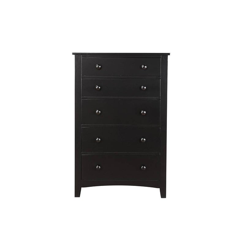 Global Pronex Contemporary Black Finish 1pc Chest of Drawers Plywood Pine Veneer Bedroom Furniture 5 drawers Tall chest - - 35665637 - Mycitystee