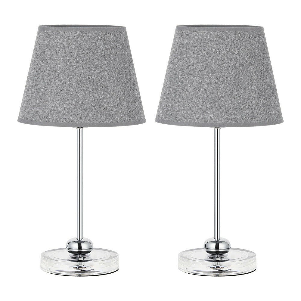Oumilen Modern Bedside Lamp Sets with Acrylic Base， Silver， 2-Pieces - Mycitystee