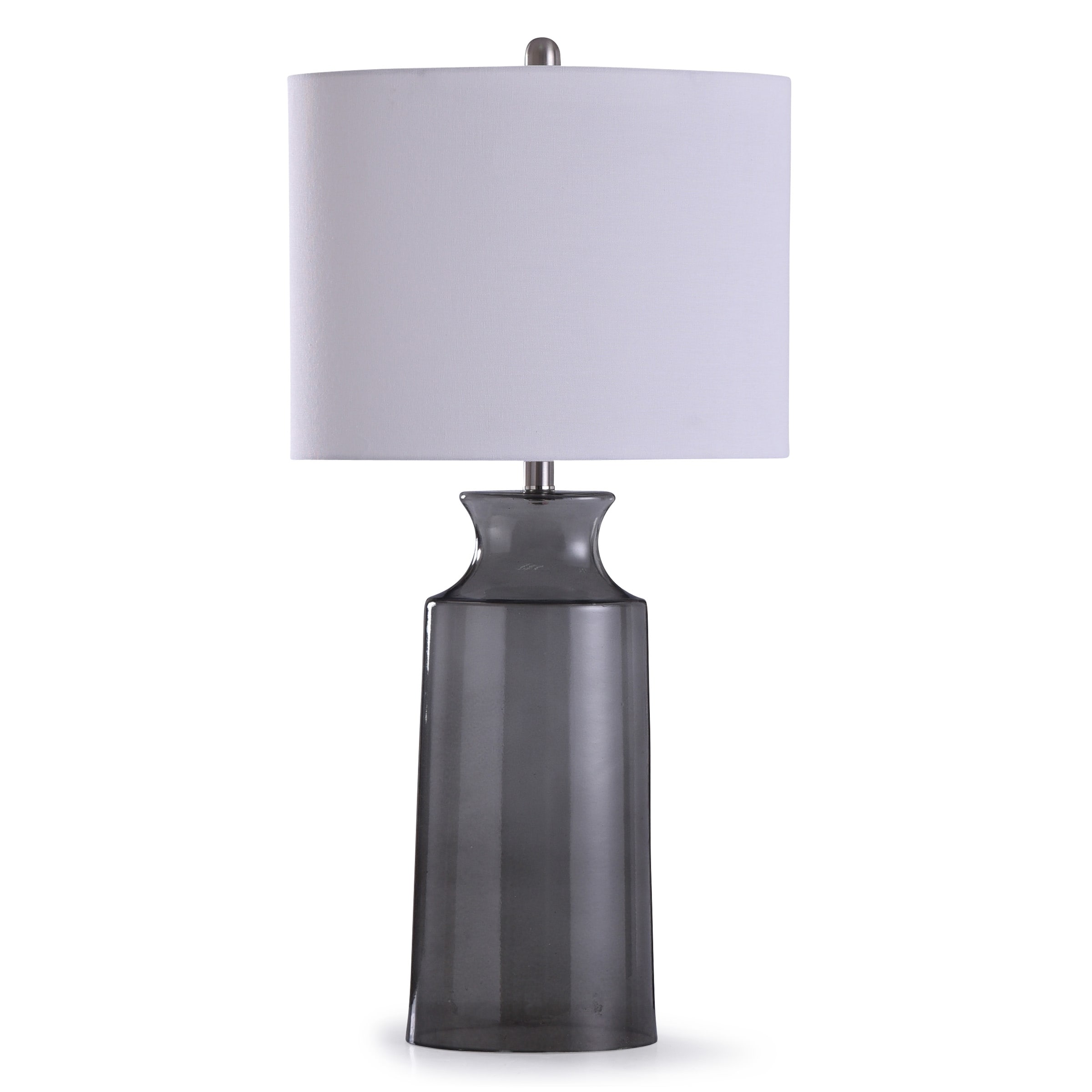 StyleCraft Clove Smoke Gray Transparent Glass Table Lamp with White Drum Shade - Mycitystee