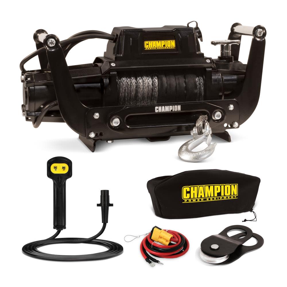 Champion 12,000-lb. Truck/SUV Synthetic Rope Winch Kit with Speed Mount - Mycitystee