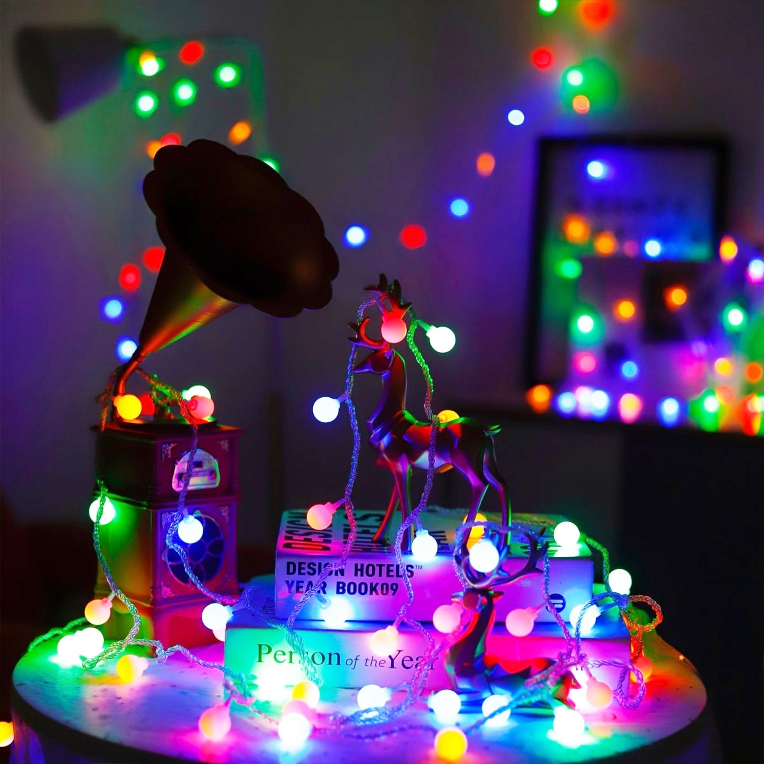 33ft 100 LEDs Globe Fairy Lights Plug-in， 8 Modes Color Changing String Light - Mycitystee