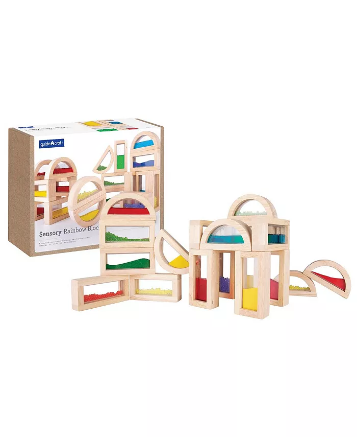 Guidecraft Sensory Rainbow Blocks - 18 Piece Set - Mycitystee