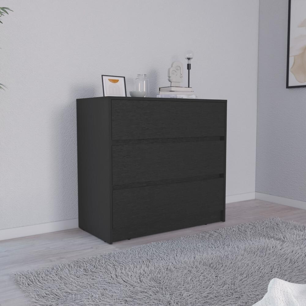 3 Drawer Dresser; Pull Out Mechanism-Black， Suitable for Bedroom， Living Room， Dining Room， Items Storage Helper - - 37776998 - Mycitystee