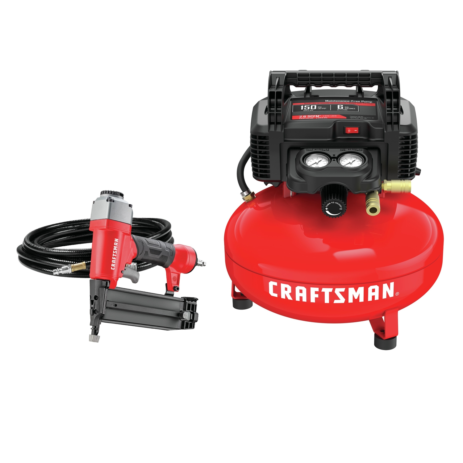 Craftsman 6 gal Pancake Portable Brad Nailer and Air Compressor Combo Kit 150 psi 0.8 HP - Mycitystee