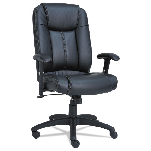 Alera CC Series Executive High-Back Swivel/Tilt Leather Chair， Supports up to 275 lbs.， Black Seat/Black Back， Black Base (CC4119) - Mycitystee
