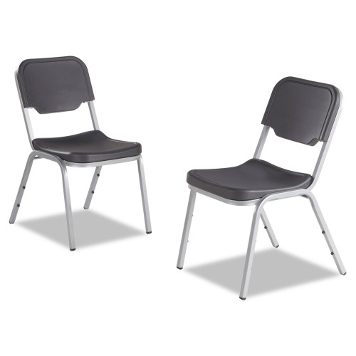 Iceberg Rough n Ready Stack Chair， Supports Up to 500 lb， Charcoal Seat/Back， Silver Base， 4/Carton (64117) - Mycitystee