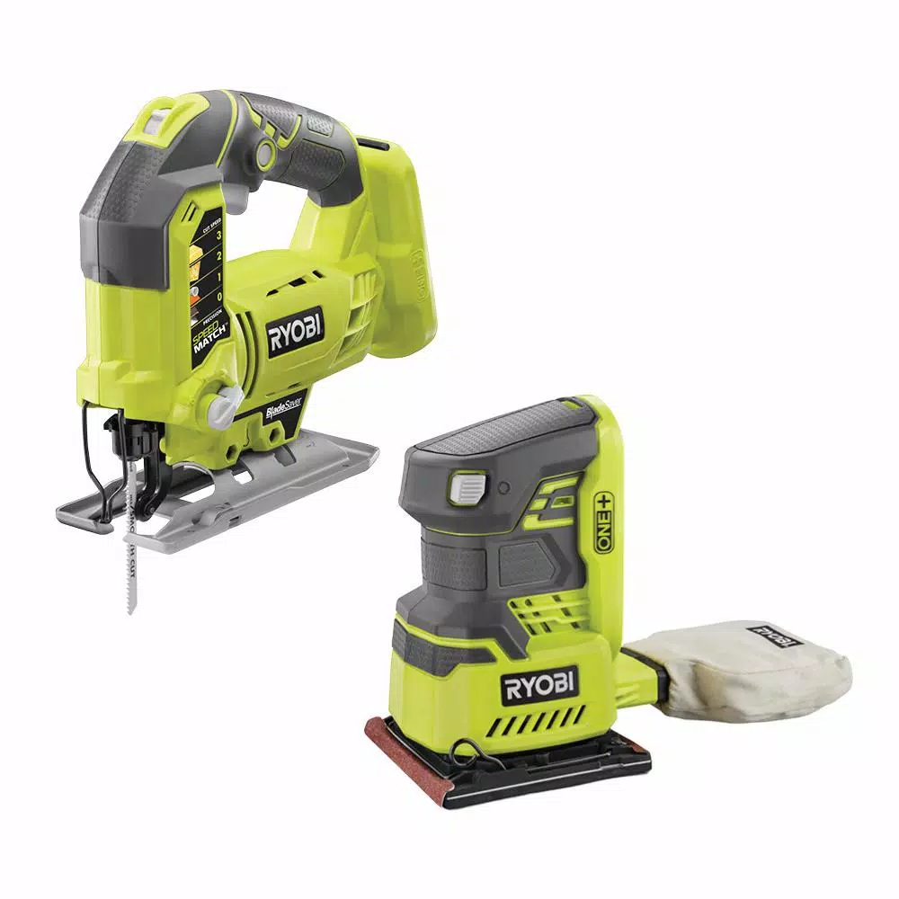 RYOBI 18-Volt ONE+ Lithium-Ion Cordless Orbital Jig Saw and 1/4 Sheet Sander with Dust Bag (Tools Only) and#8211; XDC Depot - Mycitystee