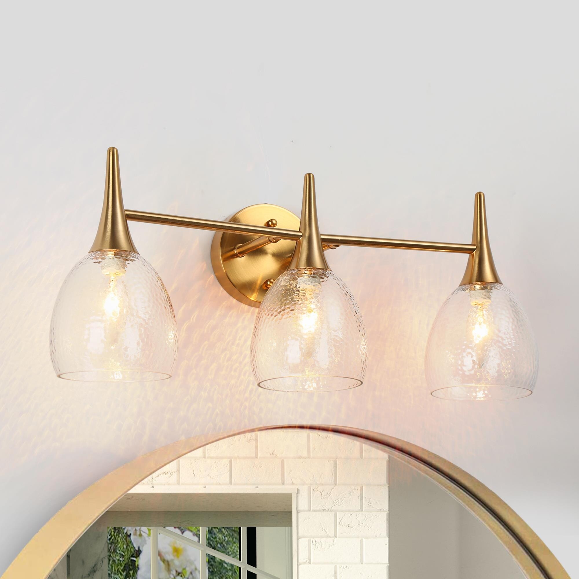 Suvy Modern 3-Light Bathroom Vanity Lights Textured Glass Wall Sconces - Mycitystee