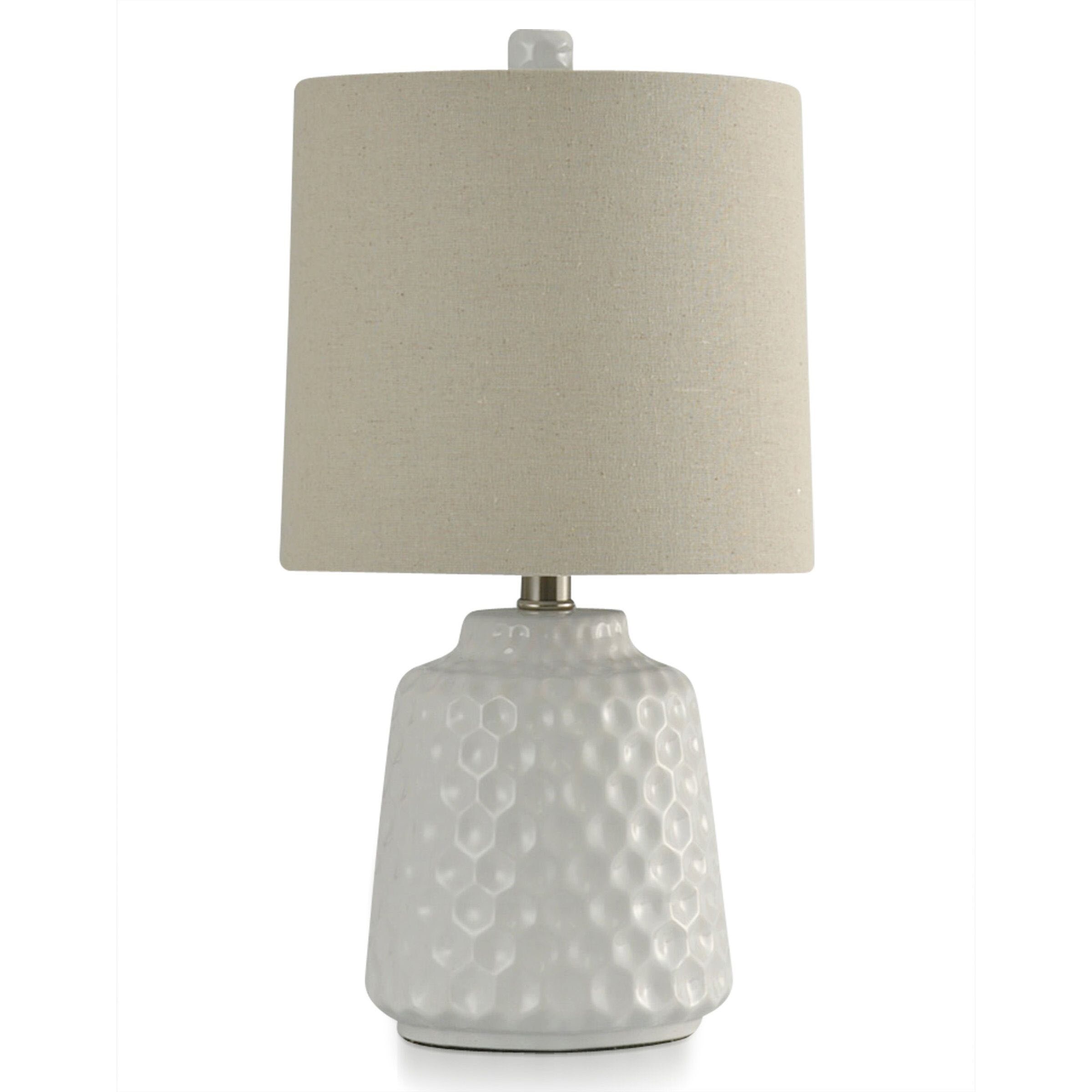StyleCraft White Glaze - Dimpled Ceramic Body Accent Lamp - Mycitystee