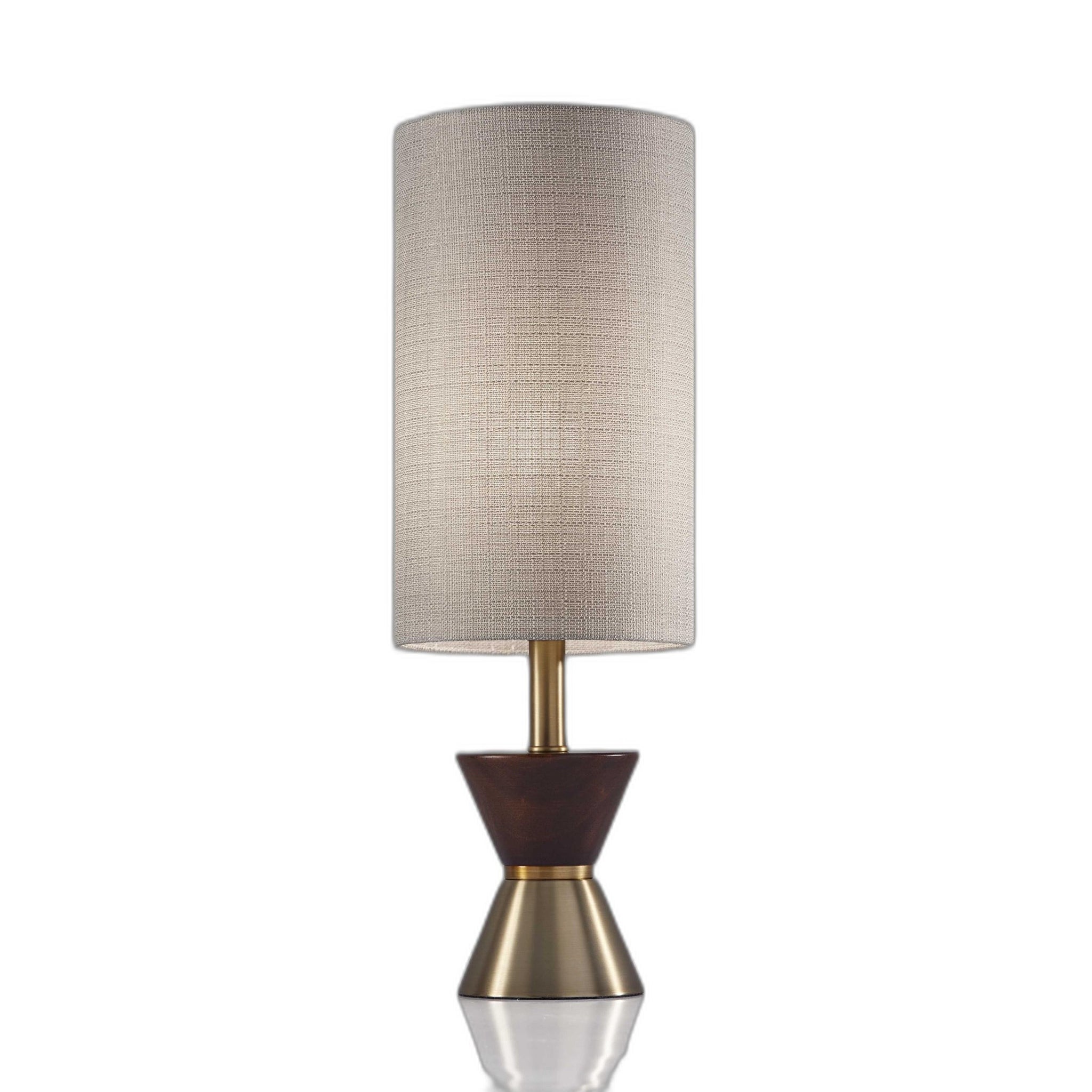 Brass Wood Metal Diabolo Table Lamp - 8 x 8 x 23 - Mycitystee