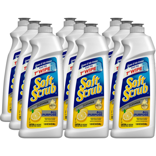 Soft Scrub All Purpose Cleanser， Lemon Scent， 24 oz Bottle， 9/Carton (00865) - Mycitystee