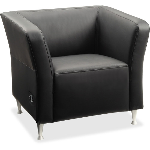 Lorell Fuze Modular Series Black Leather Guest Seating (86916) - Mycitystee