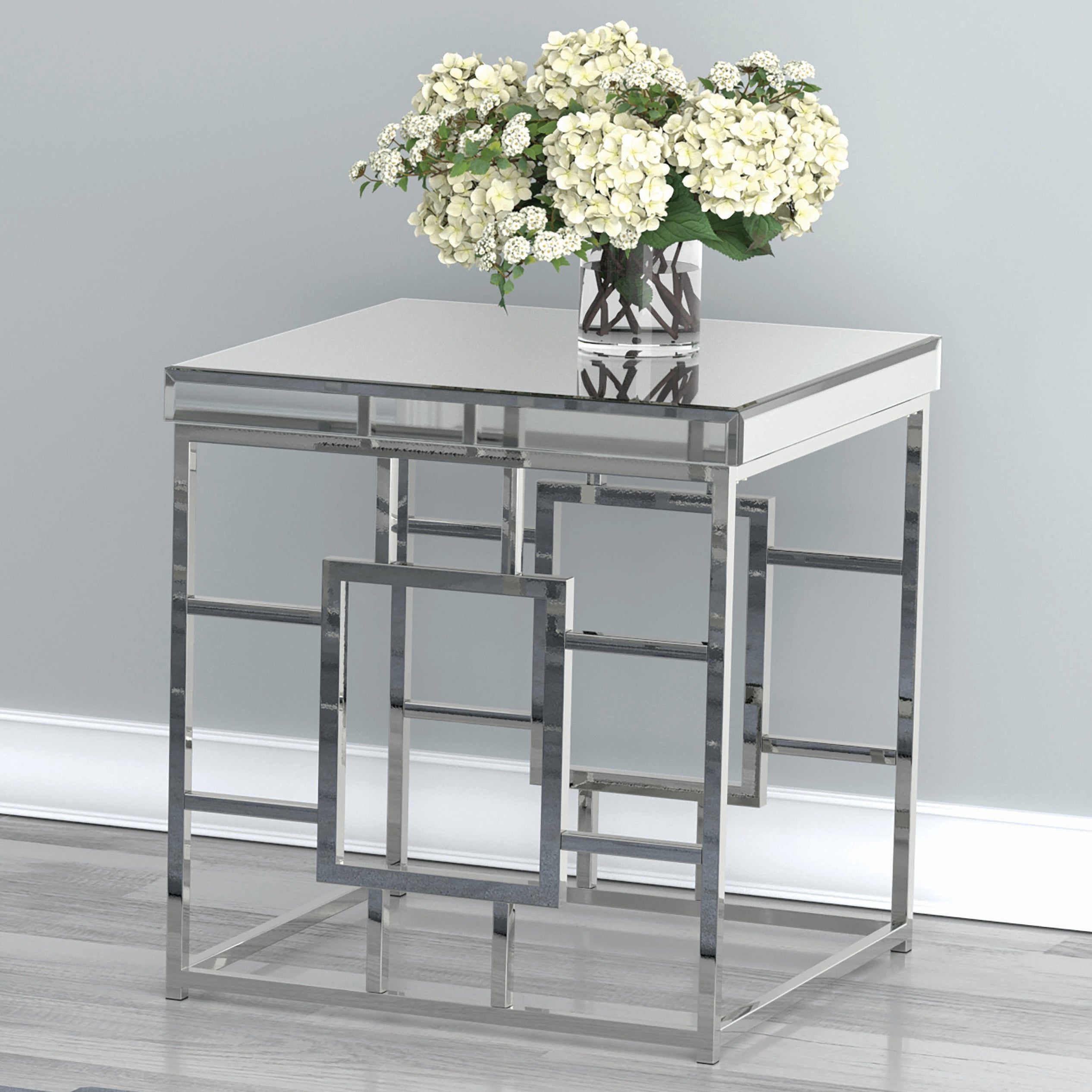 Coaster Furniture Dafina Chrome Geometric Frame Square End Table - Mycitystee