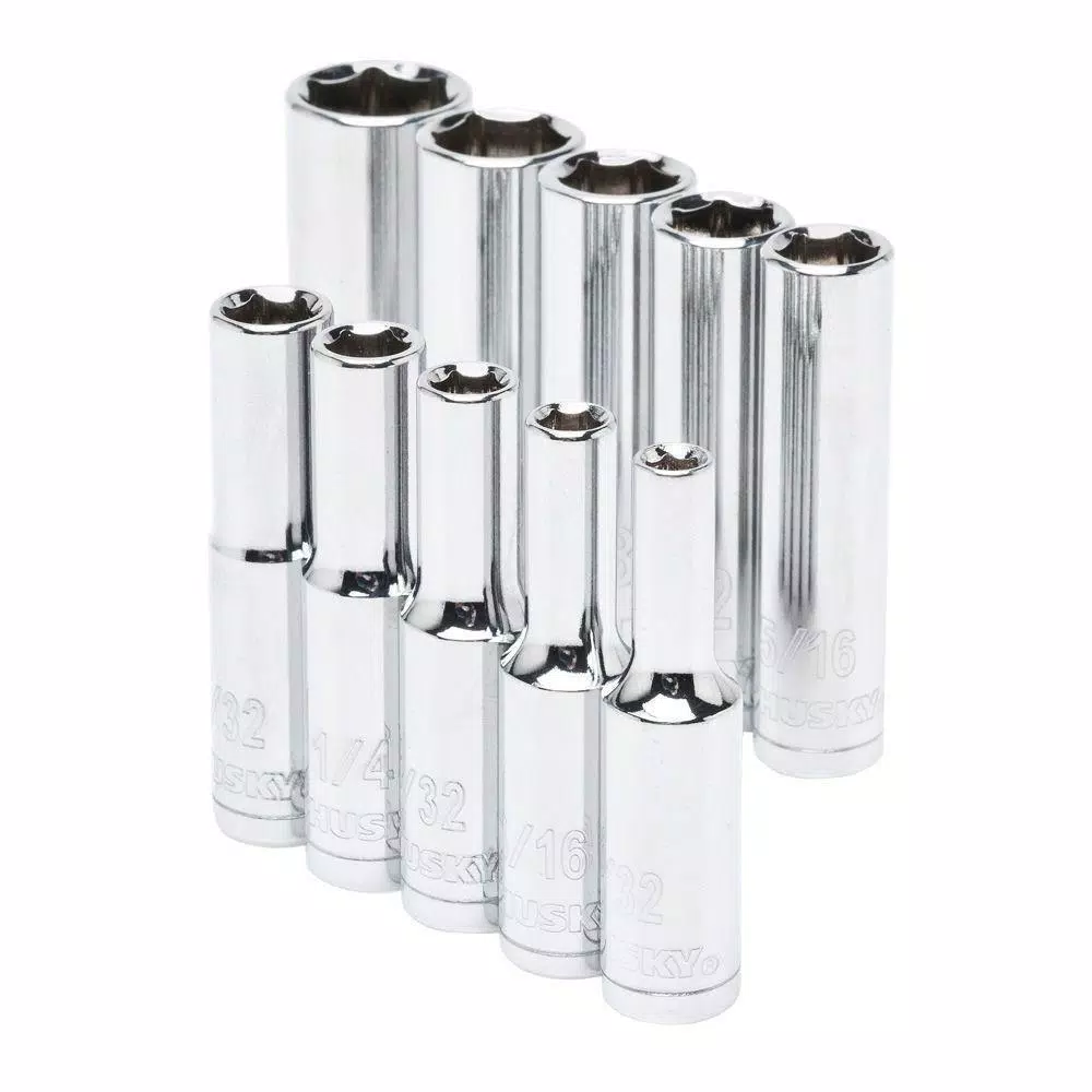 Husky 1/4 in. Drive Deep SAE Socket Set (10-Piece) and#8211; XDC Depot - Mycitystee