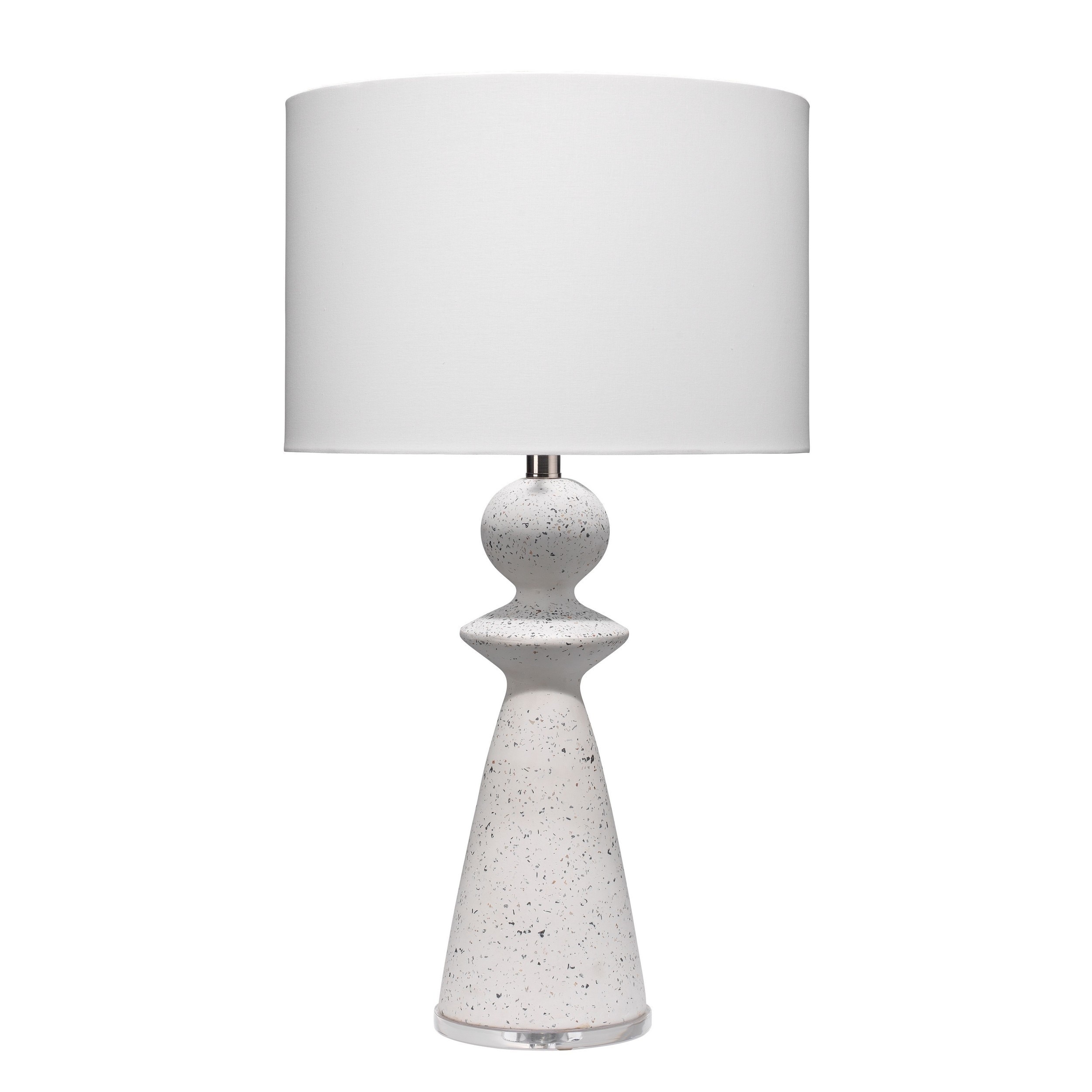 27 Inch Table Lamp， Terrazzo Turned Pedestal Base， Linen Shade， 150W， White - Mycitystee