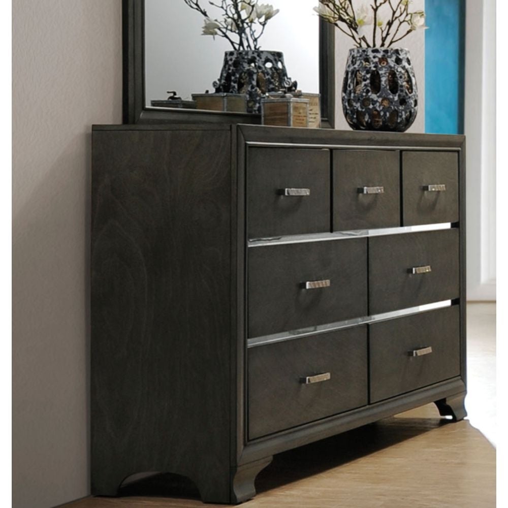 Wood 3 Tier 7 Drawers Dresser in Gray - - 35374224 - Mycitystee