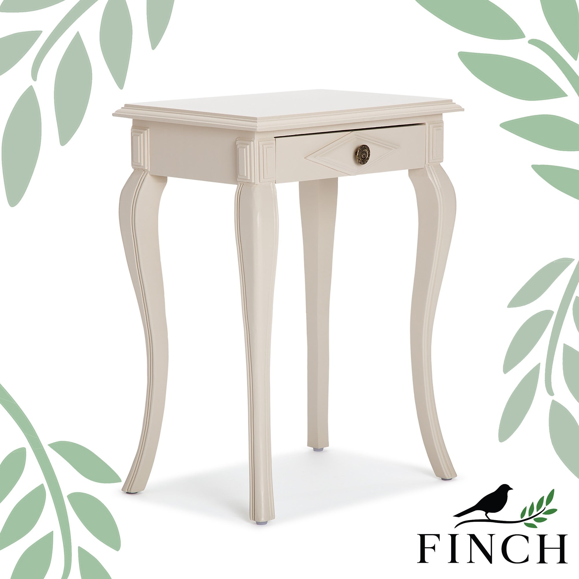 Finch Collins Side Table with Drawer， Creamy White - Mycitystee