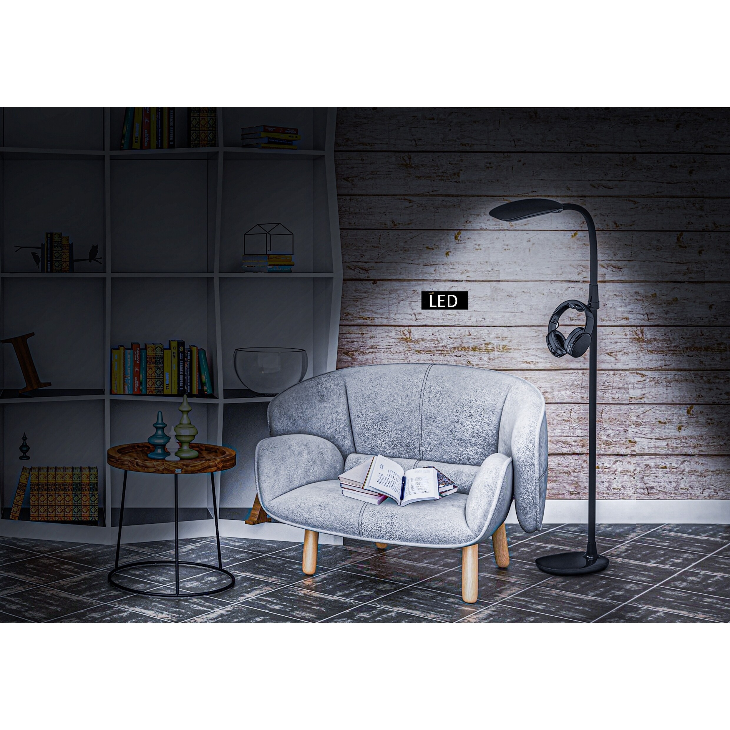 Artiva PRO-Vision Full Spectrum LED Floor Lamp with Accessory Hangers and Reading Magnifier， 62