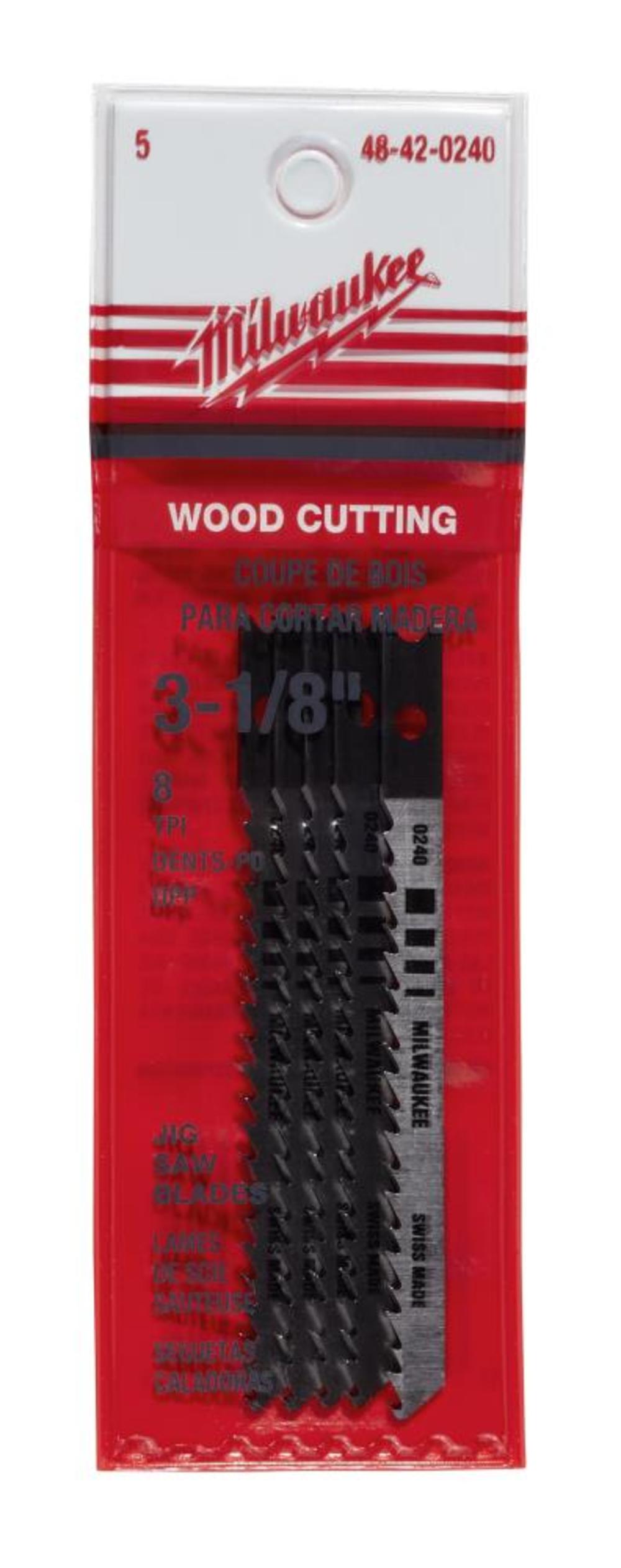 Milwaukee 3-1/8 in. 8 TPI High Carbon Steel Jig Saw Blade 5PK 48-42-0240 from Milwaukee - Mycitystee