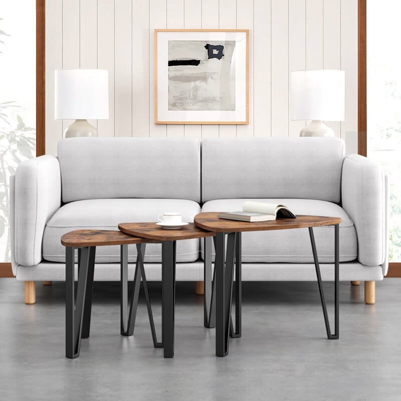 VASAGLE Industrial Nesting Coffee Table， Set of 3 End Tables for Living Room， Stacking Side Tables， Easy Assembly - Mycitystee