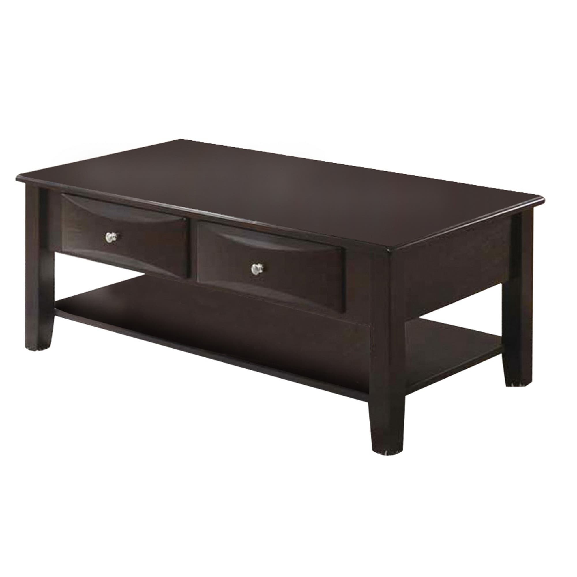 Wooden Coffee Table with 2 Spacious Drawers， Brown - Mycitystee