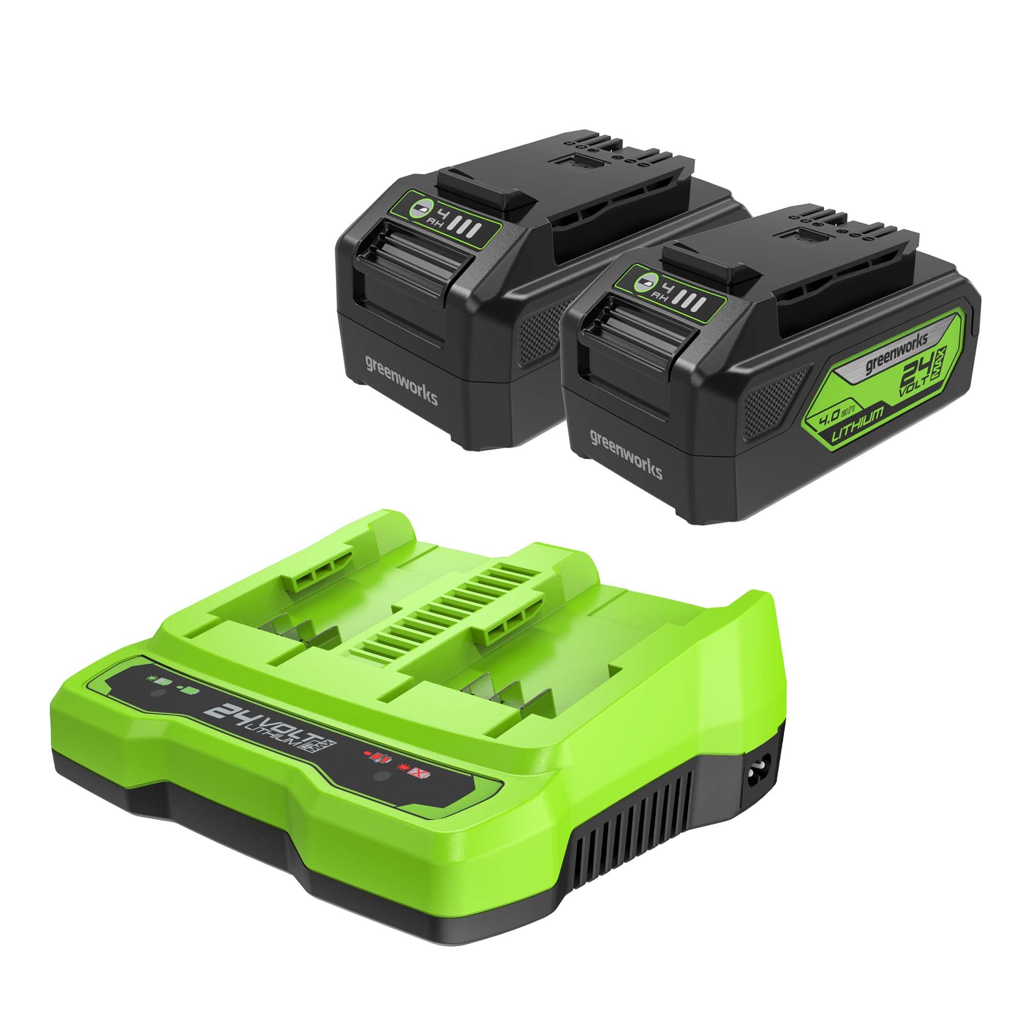 24V 4.0Ah USB Battery (2-Pack) Starter Kit  Dual Port Rapid Charger - Mycitystee