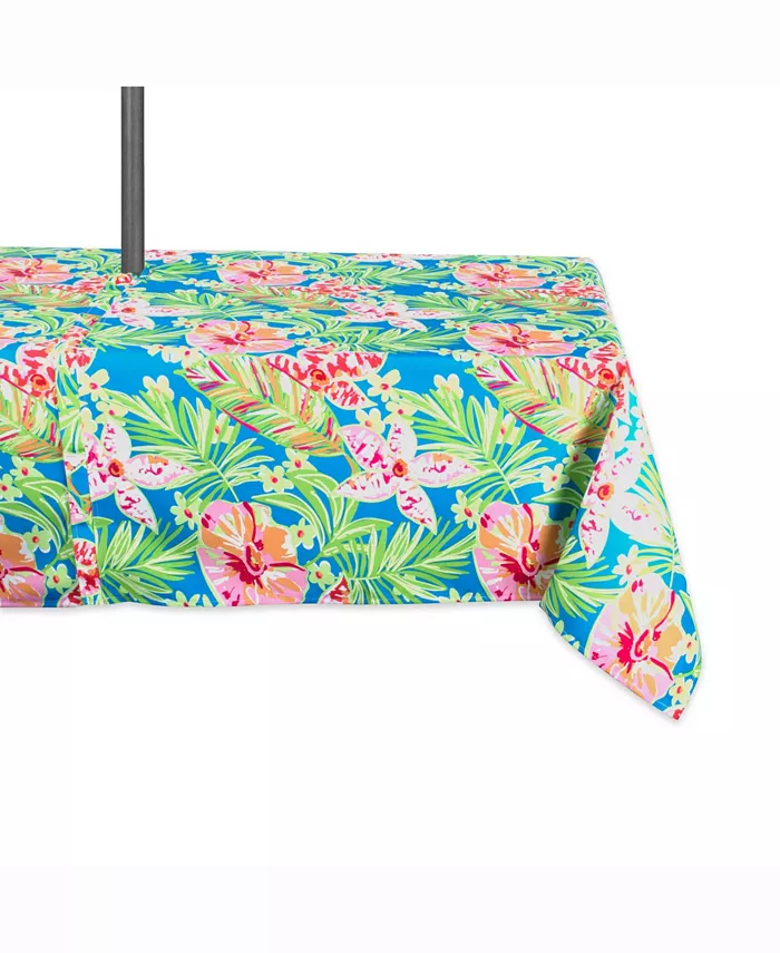 Design Imports Summer Floral Outdoor Table cloth with Zipper 60