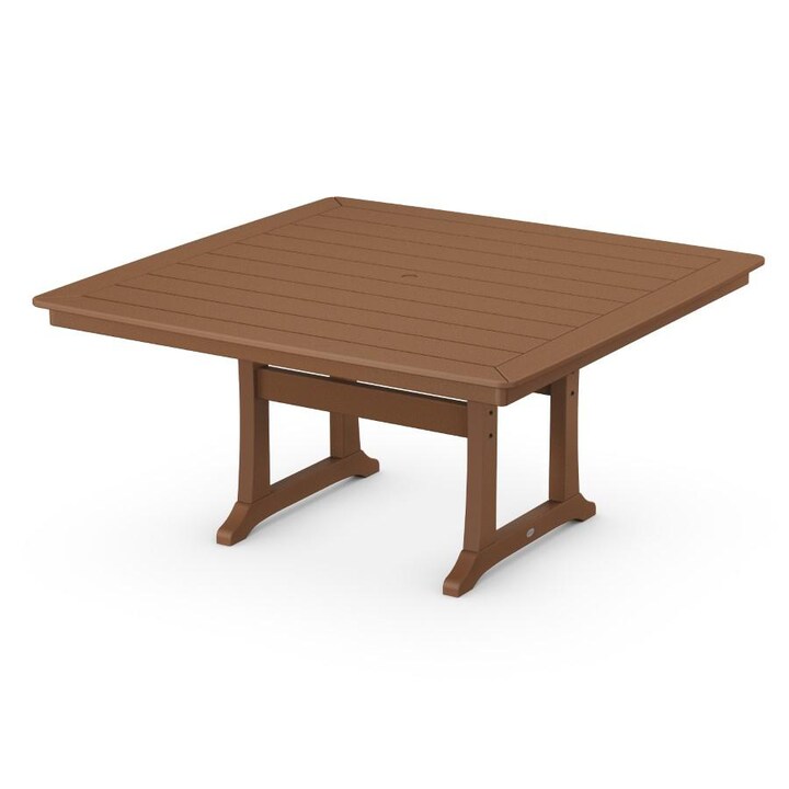 POLYWOOD Nautical Trestle 59-Inch Dining Table in Teak - Mycitystee