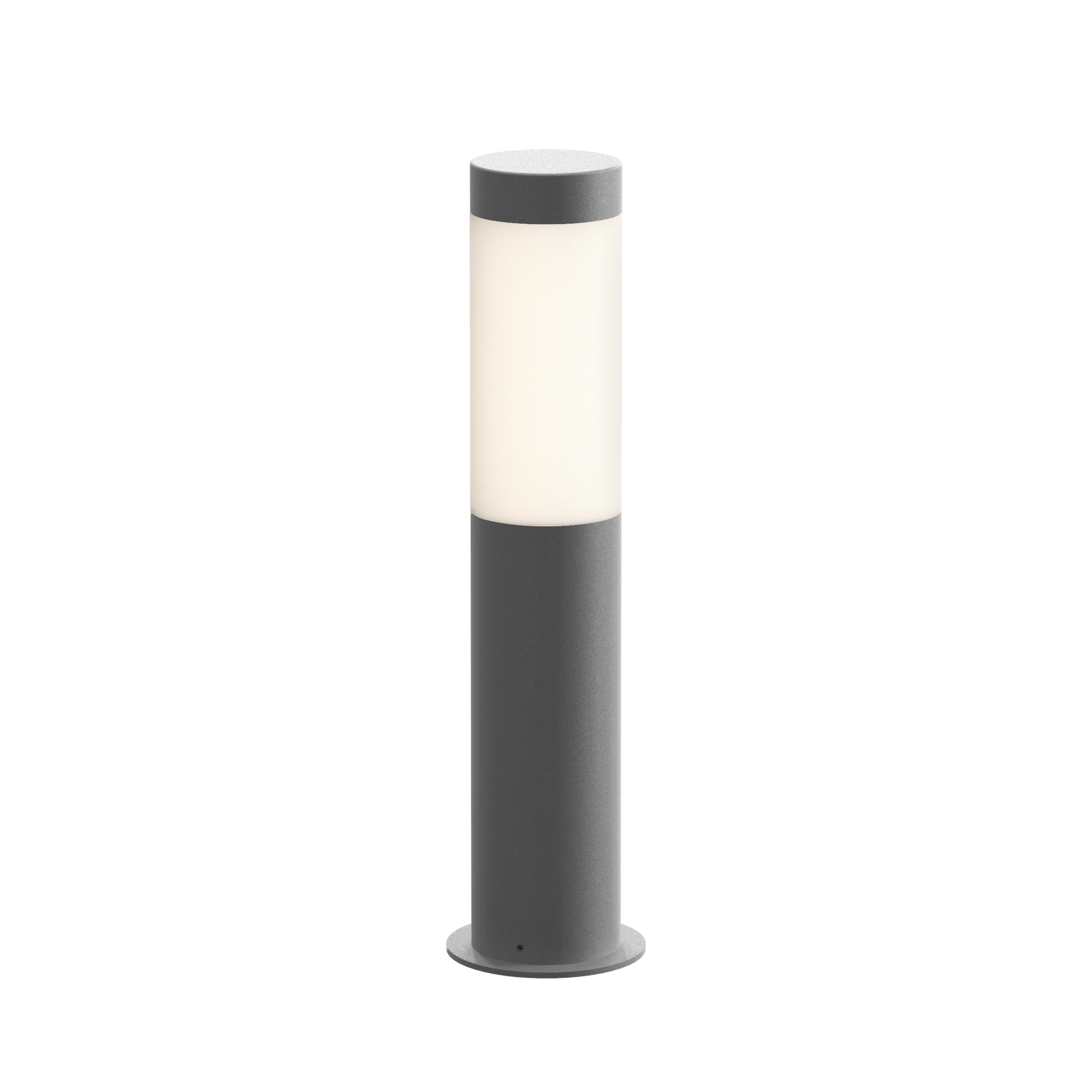 Round Column Textured Gray 16-inch LED Outdoor Bollard， White Shade - Mycitystee