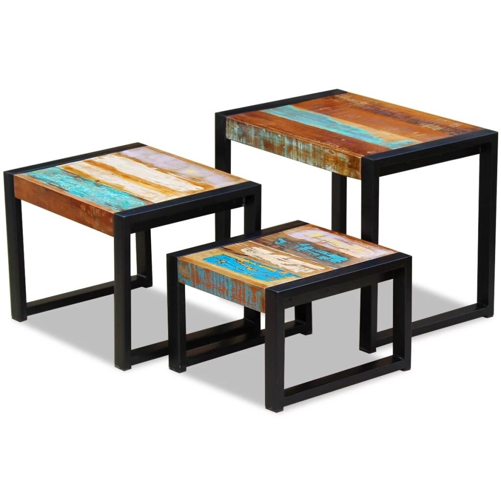 Three Piece Nesting Tables Solid Reclaimed Wood - Mycitystee