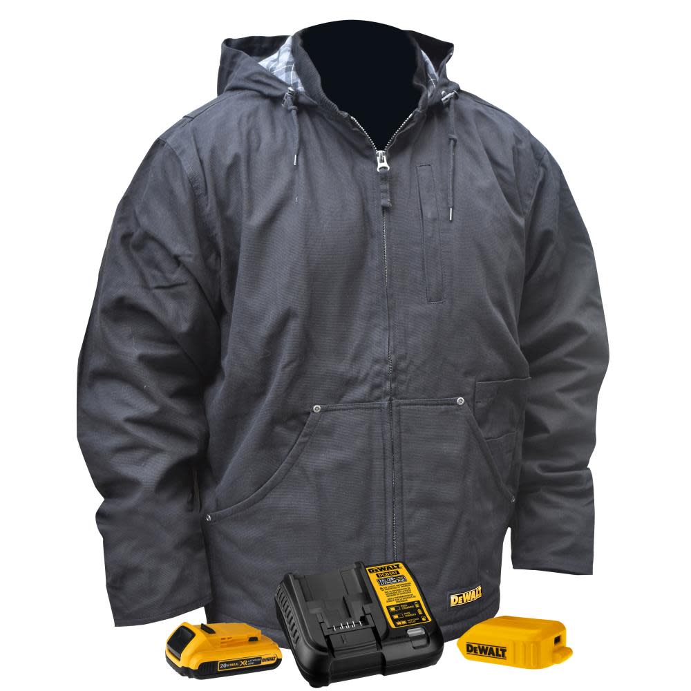 DEWALT Unisex Heavy Duty Heated Kit Black Work Jacket 2X DCHJ076ABD1-2X from DEWALT - Mycitystee