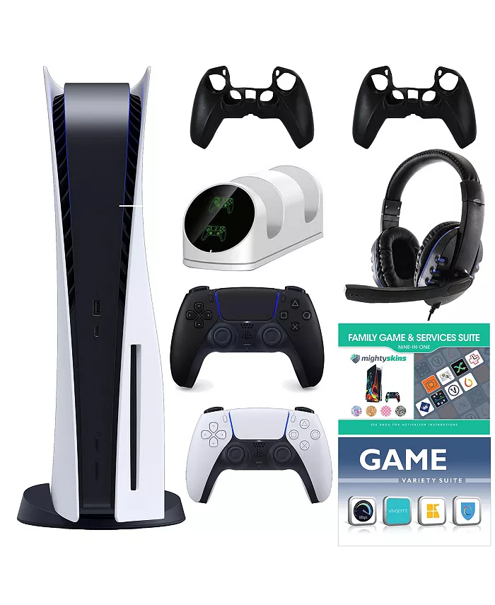 Playstation 5 Console with Extra Black Controller， Accessories and 2 Vouchers - Mycitystee